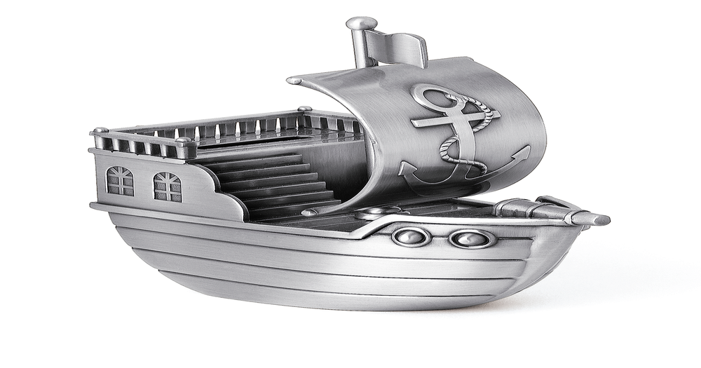 Pewter Pirate Ship Money Box Prouds