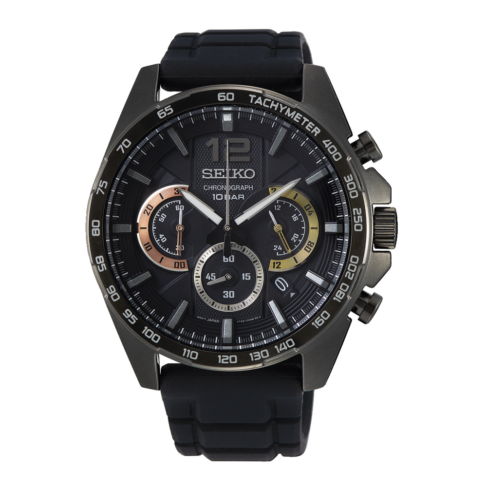 Seiko Men's Chronograph Watch in Black | Prouds