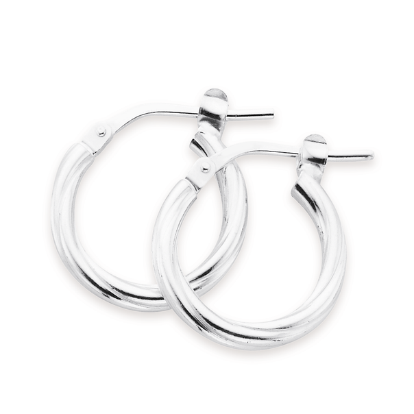 Silver 10mm Twist Hoop Earrings