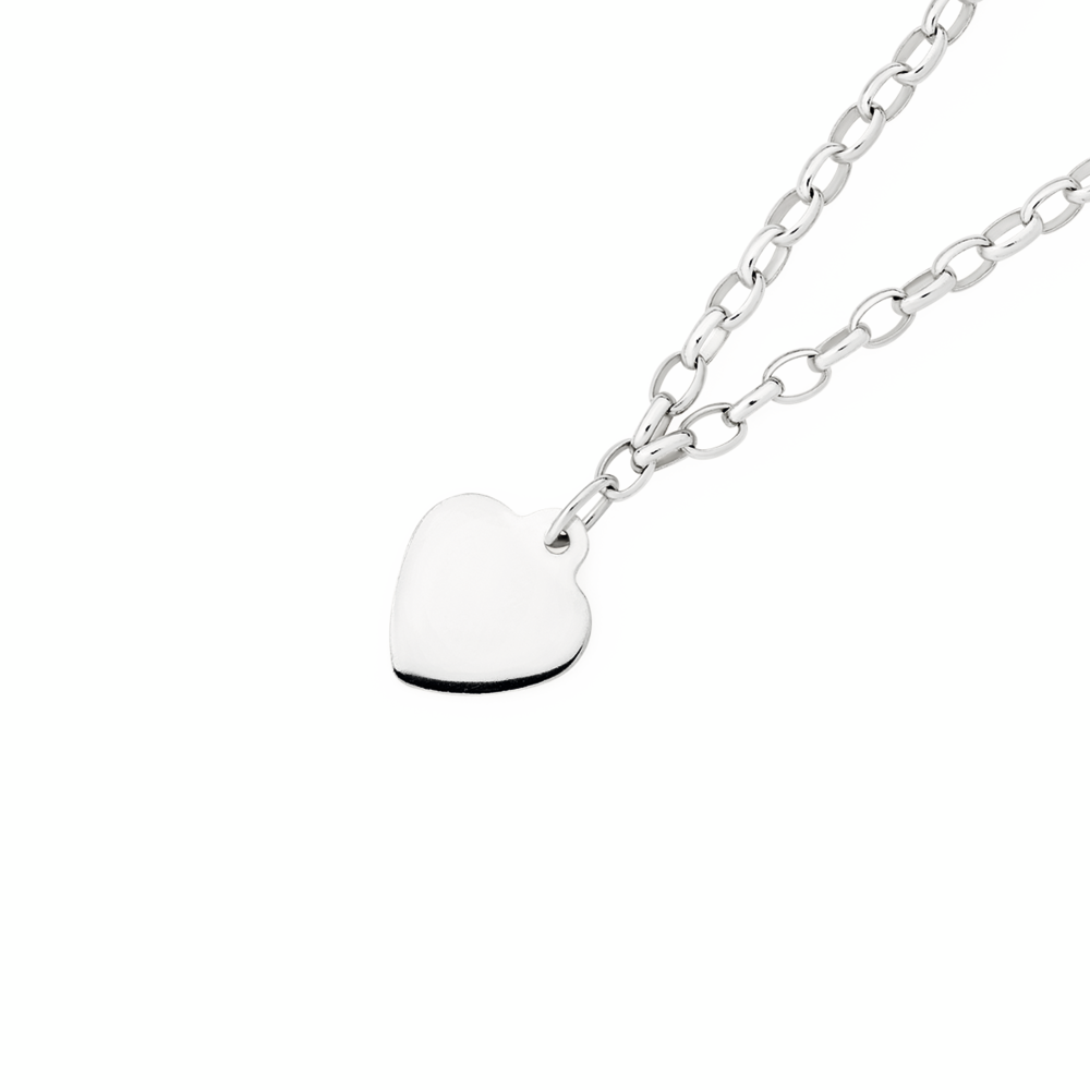 SILVER 14.5CM BELCHER HEART CHARM BRACELET