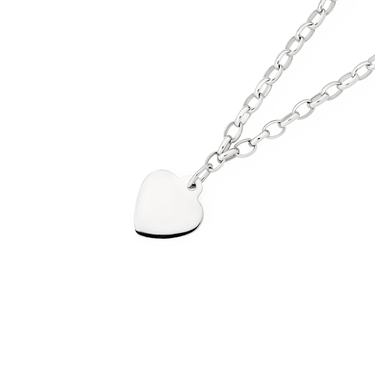 SILVER 14.5CM BELCHER HEART CHARM BRACELET