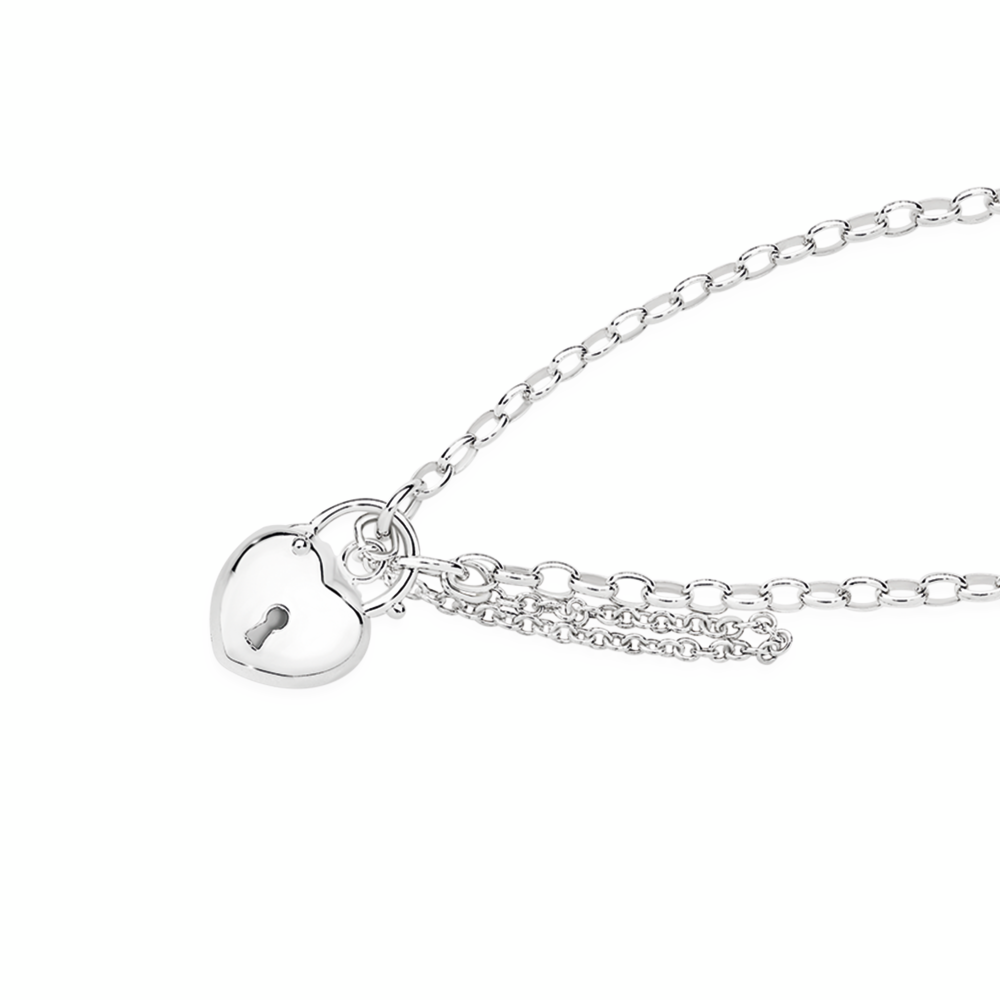 Silver 14.5cm Belcher Padlock Bracelet
