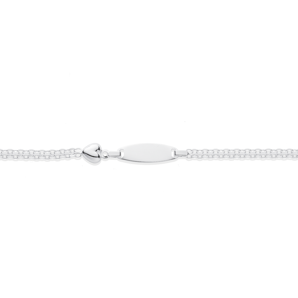 Silver 16cm Identity Heart Bracelet