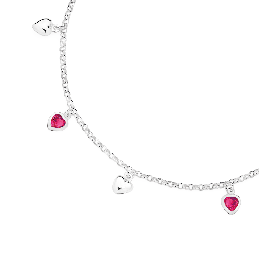 Sterling Silver Tilted Heart Charm Bracelet – Lucy Kemp Jewellery