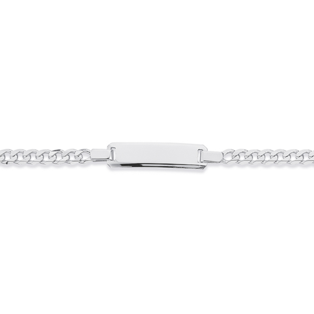 Silver 17cm Solid Bevelled Curb Identity Bracelet
