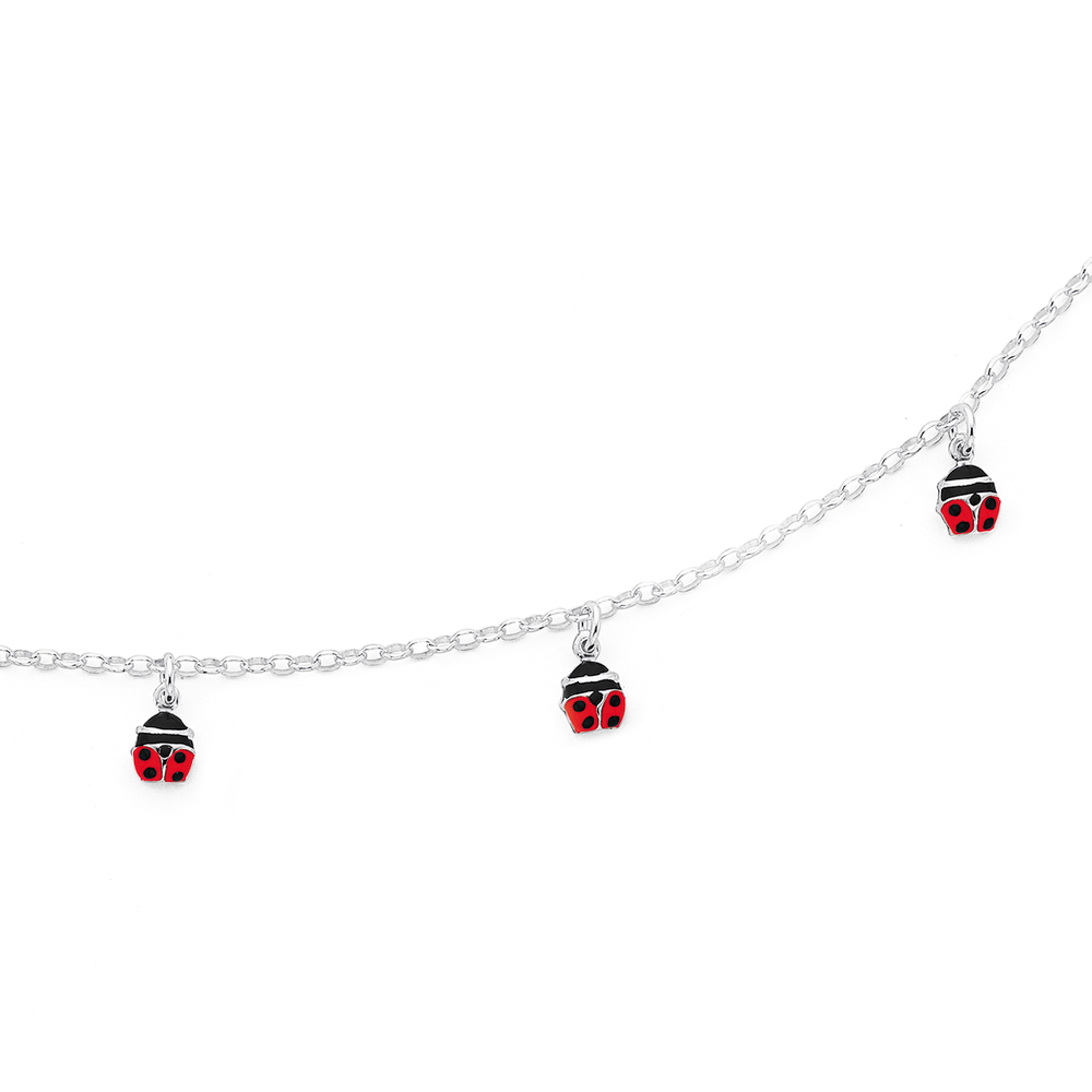 silver 18cm belcher ladybird charms bracelet 1501218 77232