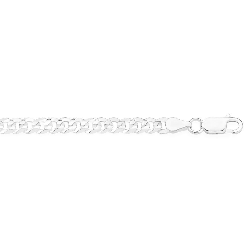 Silver 19cm Concave Curb Bracelet - Made In Italy