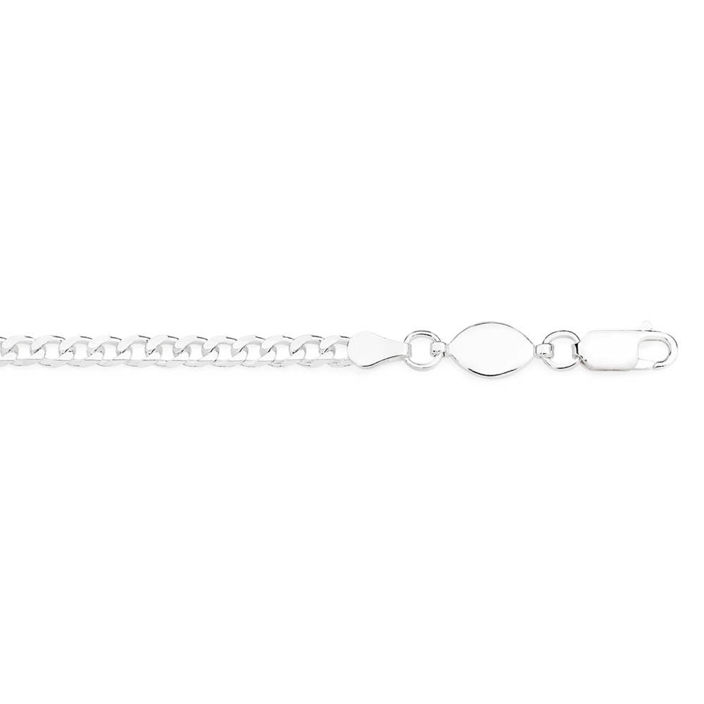 Silver 19cm Solid Curb Bracelet - Made In Italy