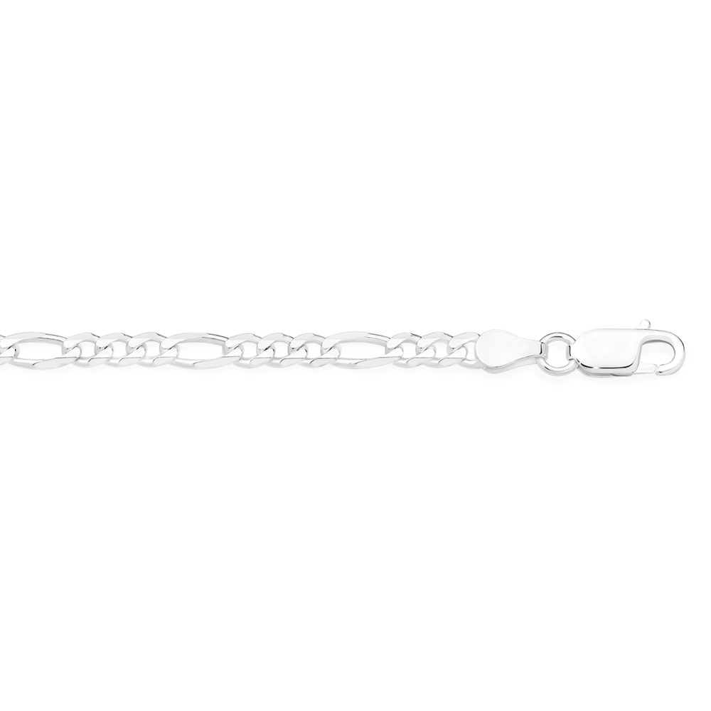 SILVER 19CM SOLID FIGARO BRACELET - MADE IN ITALY