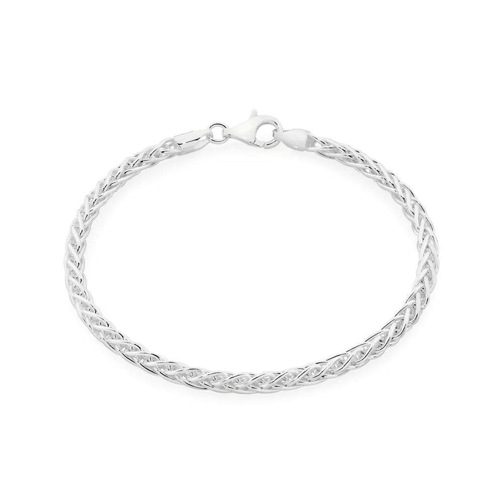 Silver 19cm Wheat Link Bracelet - Made In Italy