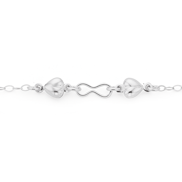 Silver 2 Heart Figure 8 Link Bracelet