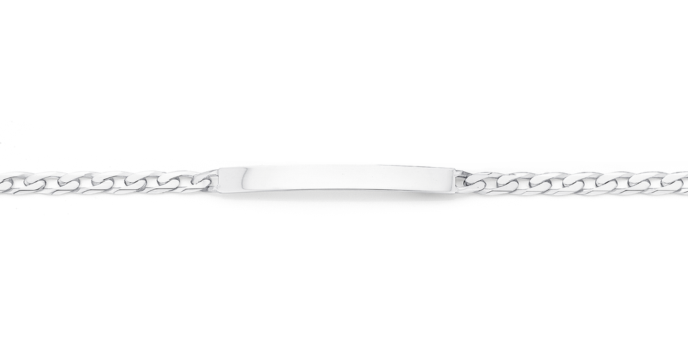 Silver 20cm Dia Cut Super Flat Curb Id Bracelet Prouds