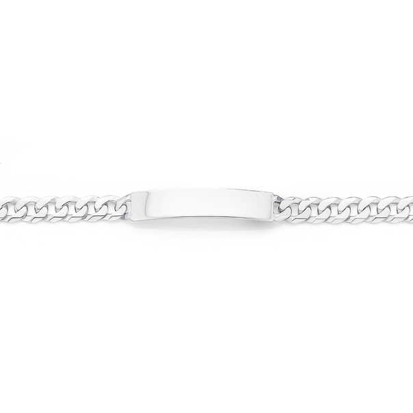Silver 20cm Dia Cut Super Flat Curb Id Bracelet