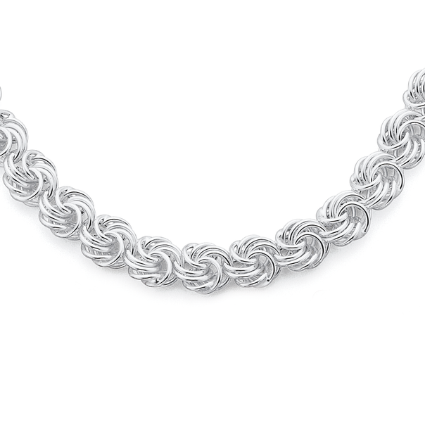Silver 20cm Rose Link Bracelet