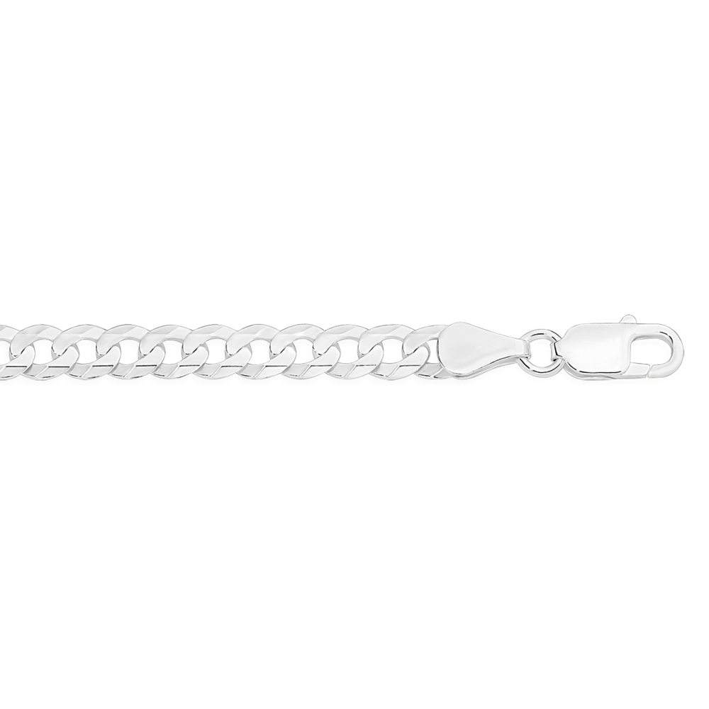 SILVER 20CM SOLID CONCAVE CURB BRACELET
