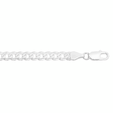 SILVER 20CM SOLID CONCAVE CURB BRACELET