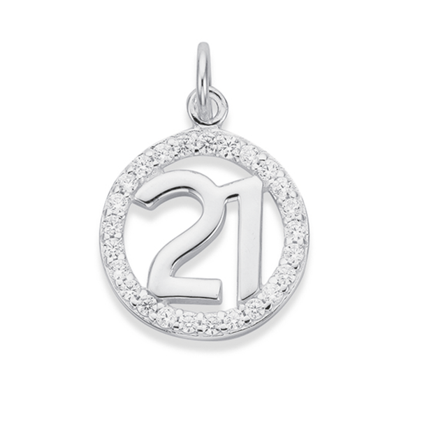Silver 21 In CZ Circle Charm