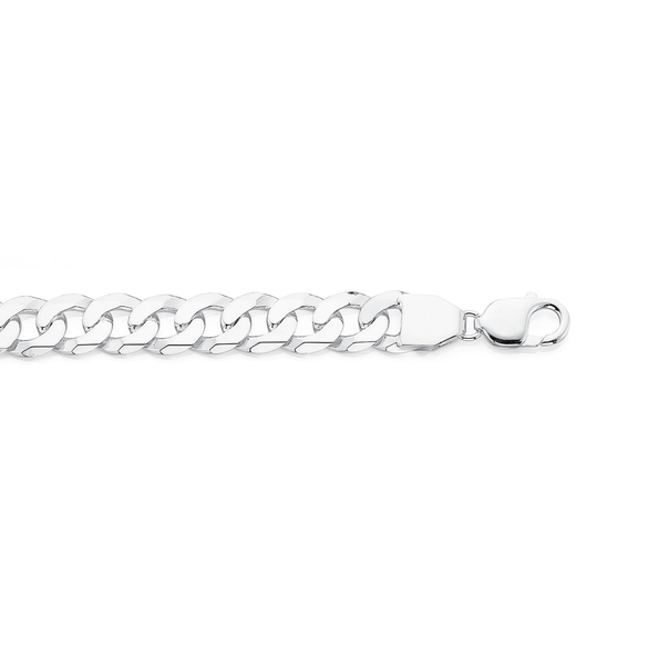 Silver 21cm Large Flat Curb Bracelet