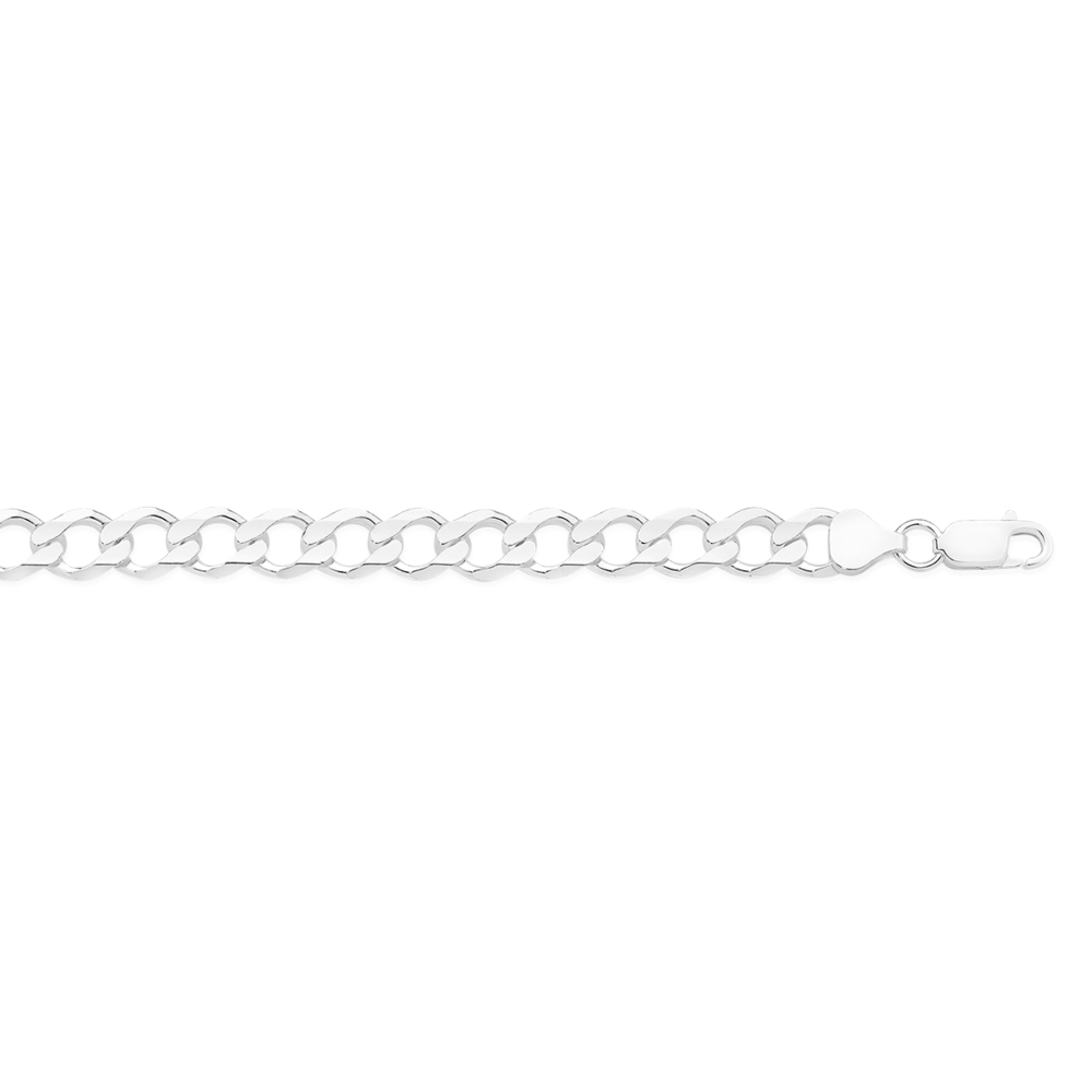 Silver 21cm Solid Bevelled Curb Bracelet