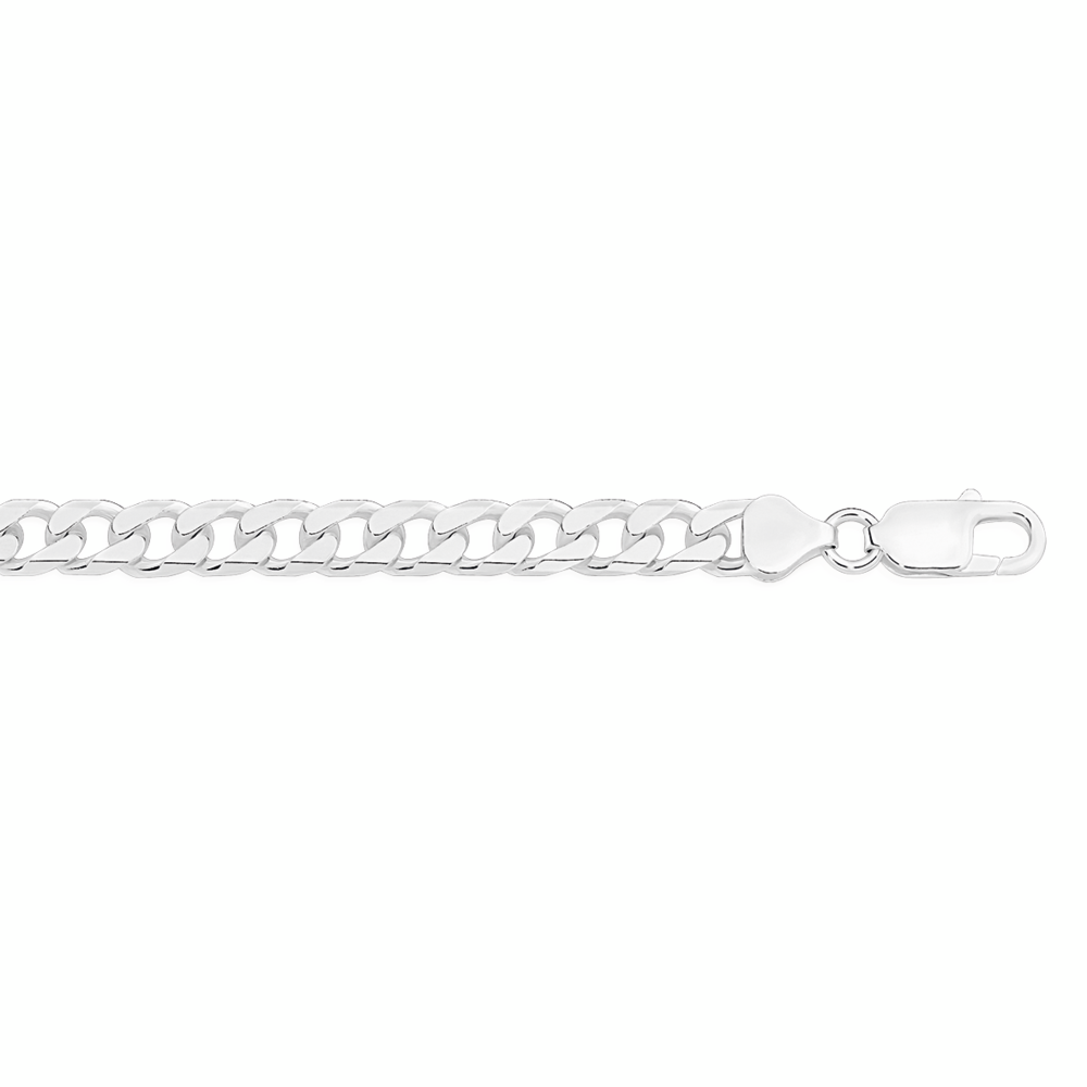 Silver 21cm Solid Bevelled Edge Curb Bracelet
