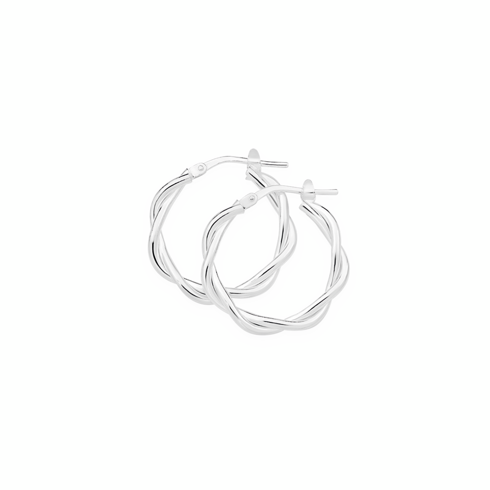 Silver 21mm Double Twist Hoop Earrings