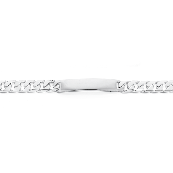 Silver 22cm Diamond -Cut Curb Identity Bracelet