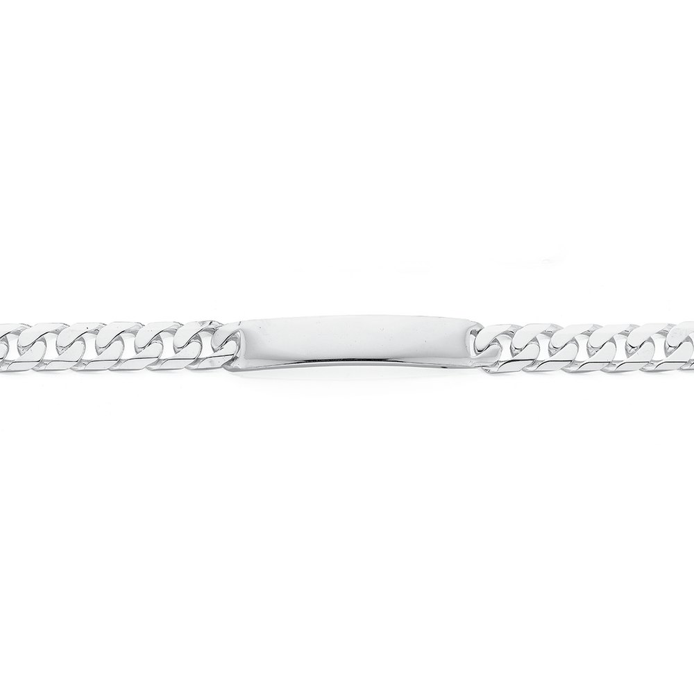 Silver 22cm Diamond -Cut Curb Identity Bracelet