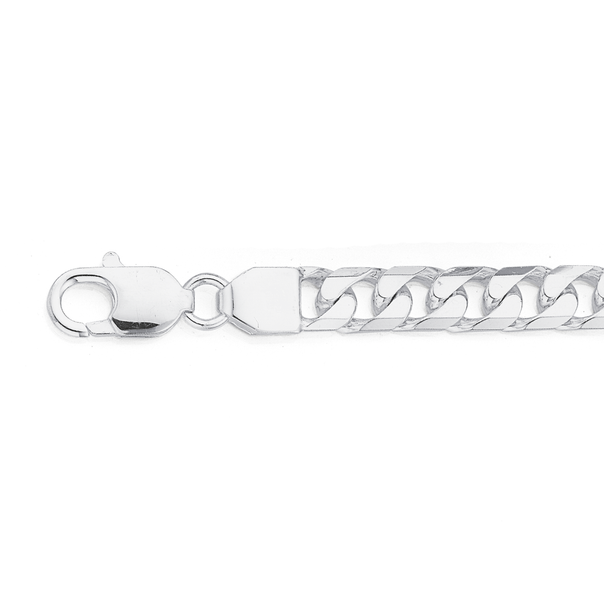 Silver 22cm Square Cut Curb Bracelet