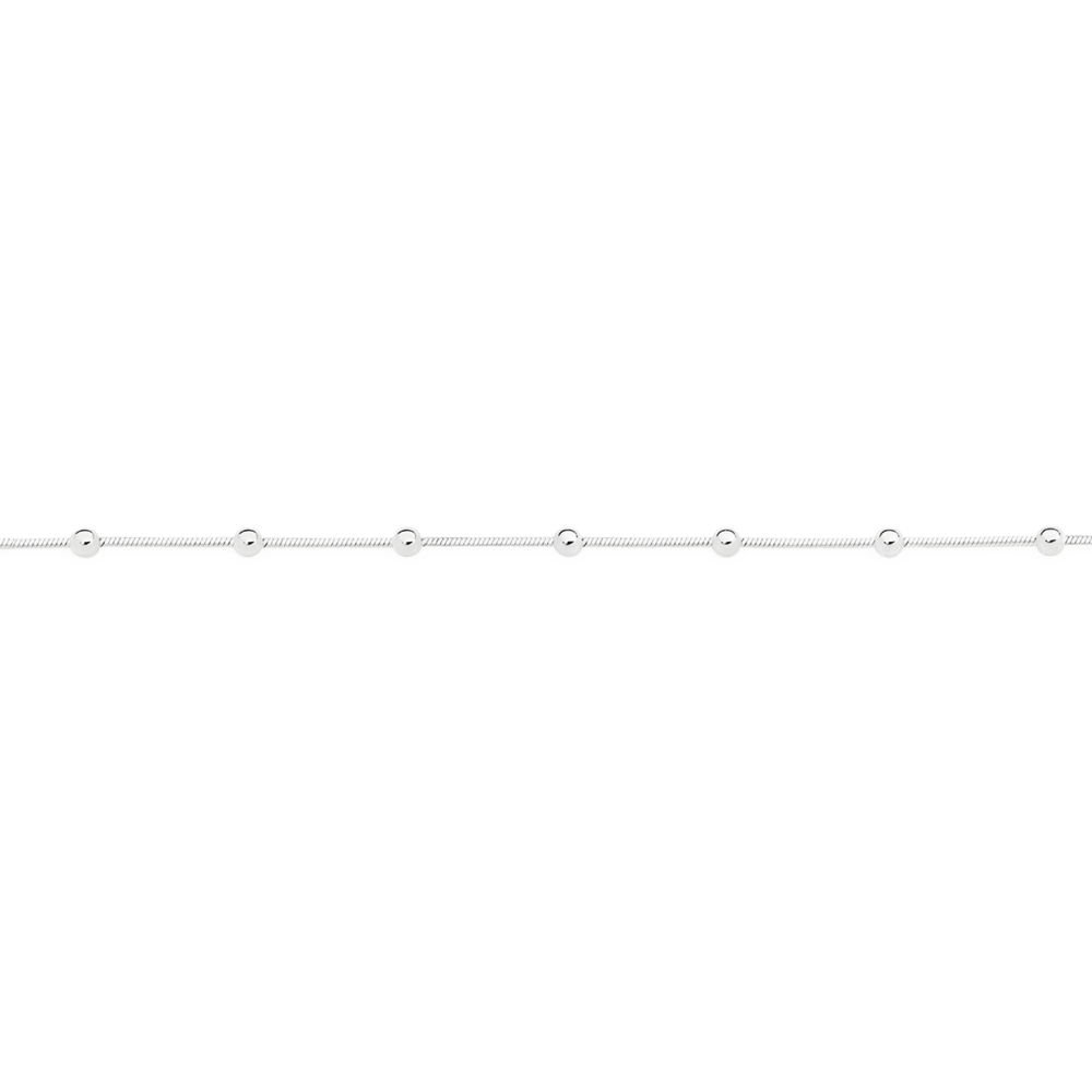 Silver 25.5cm Beaded Snake Anklet