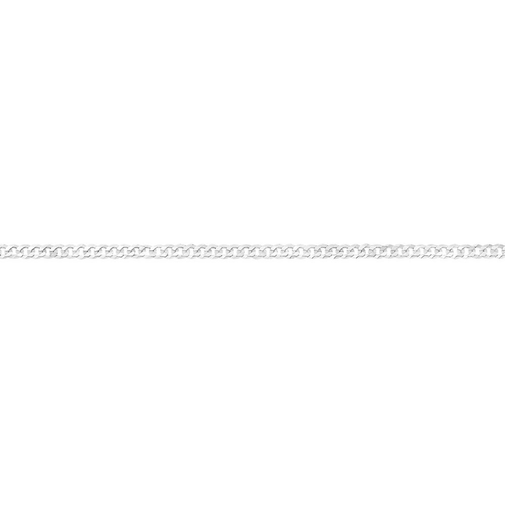 Silver 25cm Solid Diamond-Cut Centre Flat Curb Anklet