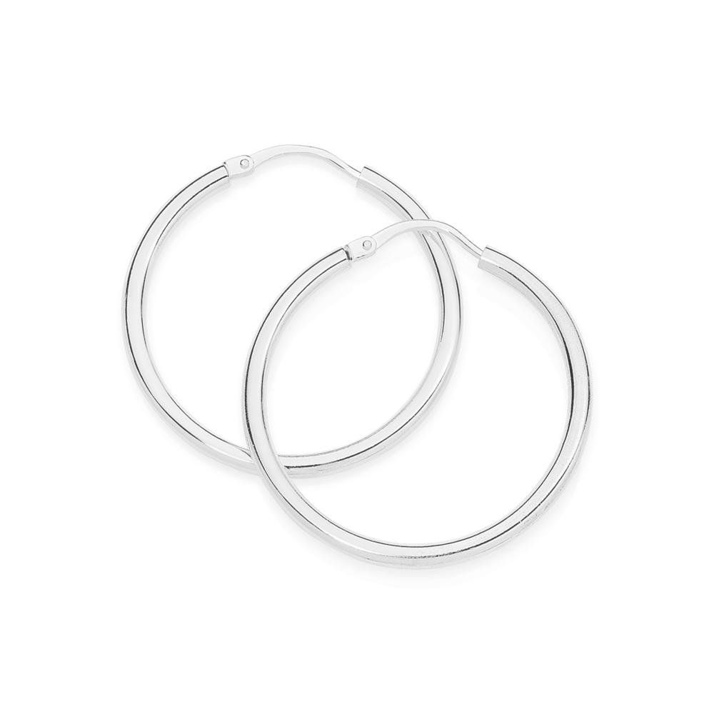Silver 20x3mm Half Round Hoop Earrings Prouds