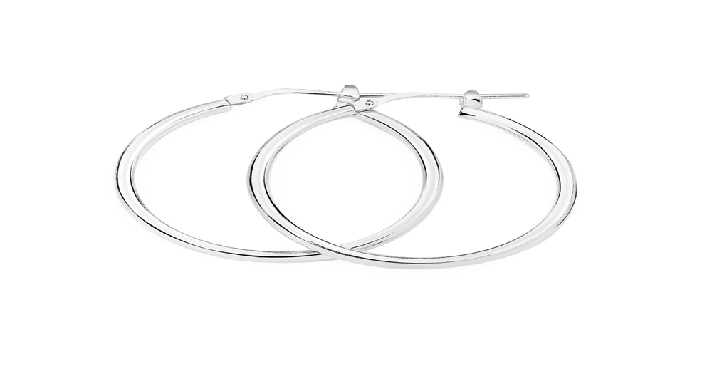 Silver 25x2mm Tube Hoop Earrings Prouds