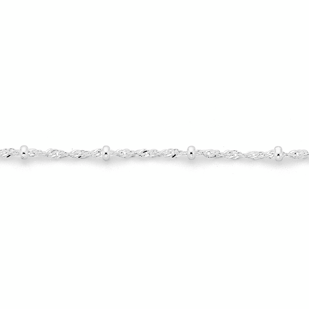 Silver 26cm Beaded Singapore Anklet