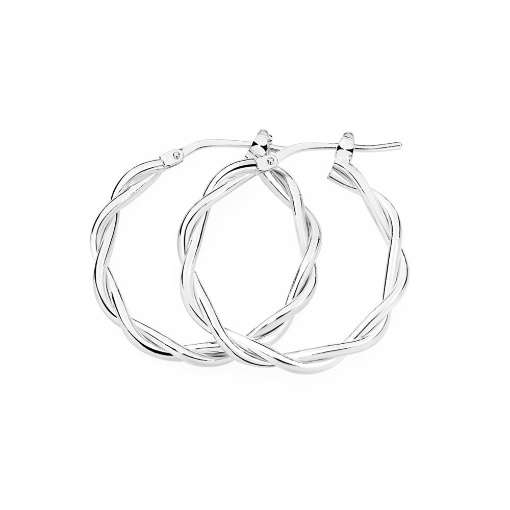 Silver 26mm Double Twist Hoop Earrings