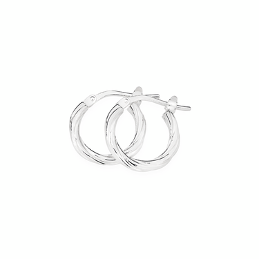 SILVER 2X14MM TWIST HOOP EARRINGS