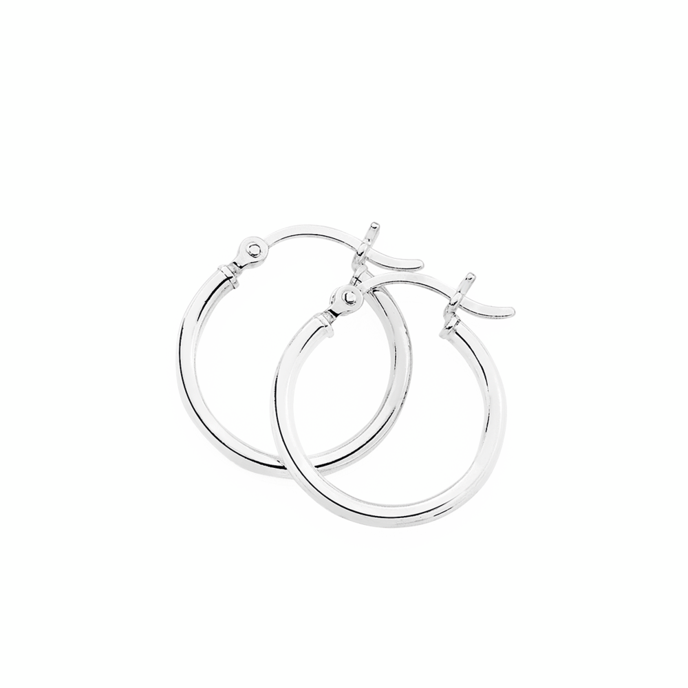 Silver 2x19mm Polished Tube Hoop Earrings