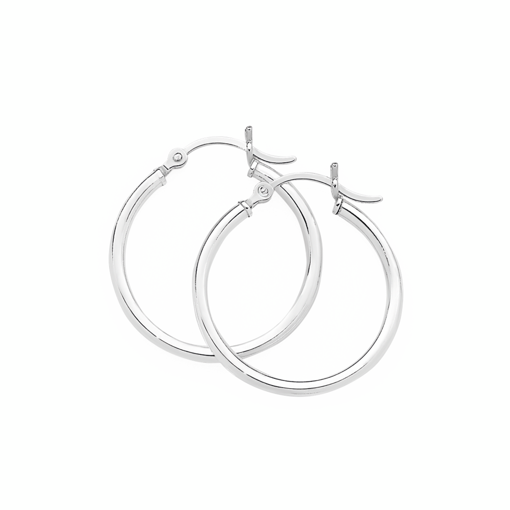 Silver 2x24mm Polished Tube Hoop Earrings