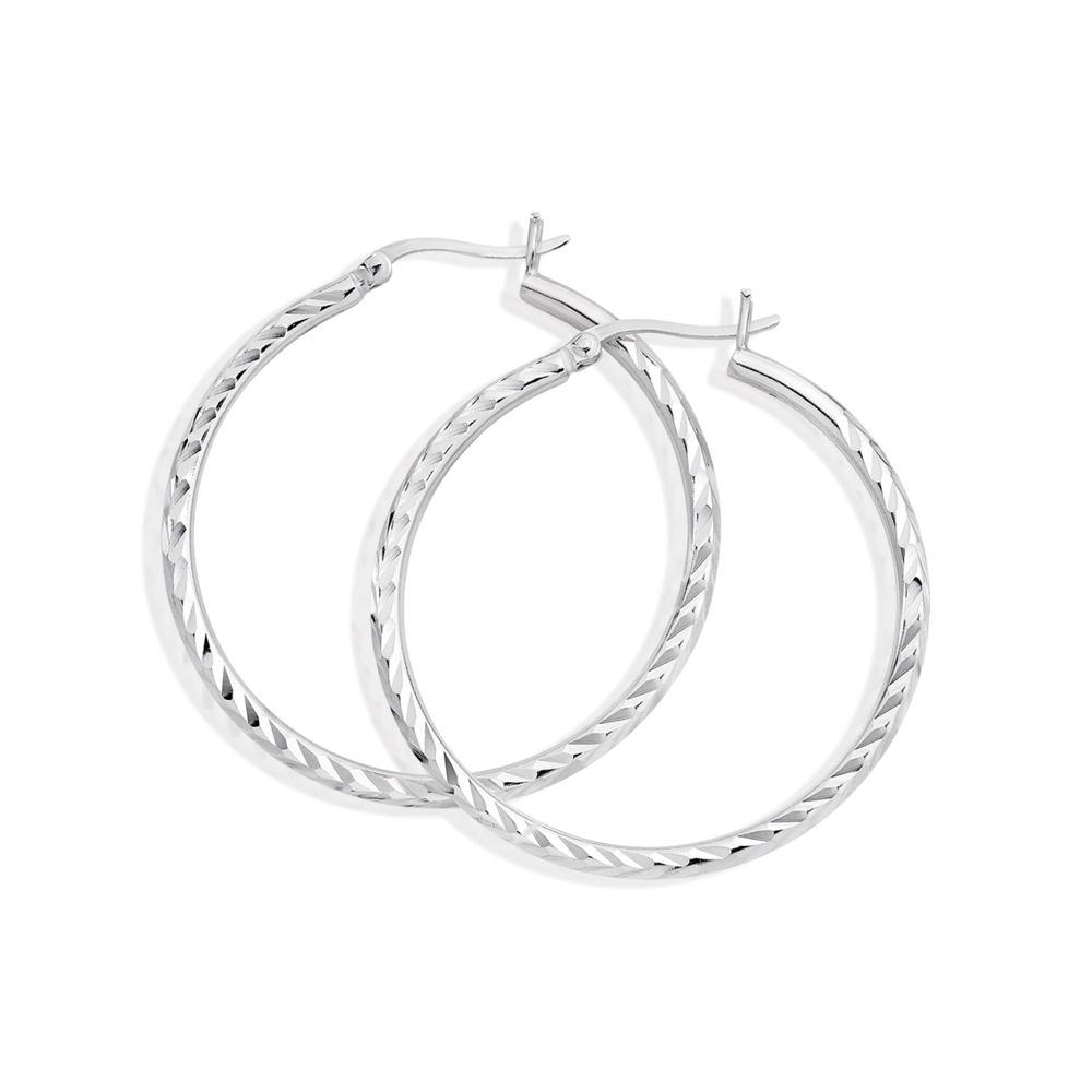 Silver Decorated Coil Hoop Earrings - FINAL SALE – Belle à Nouveau