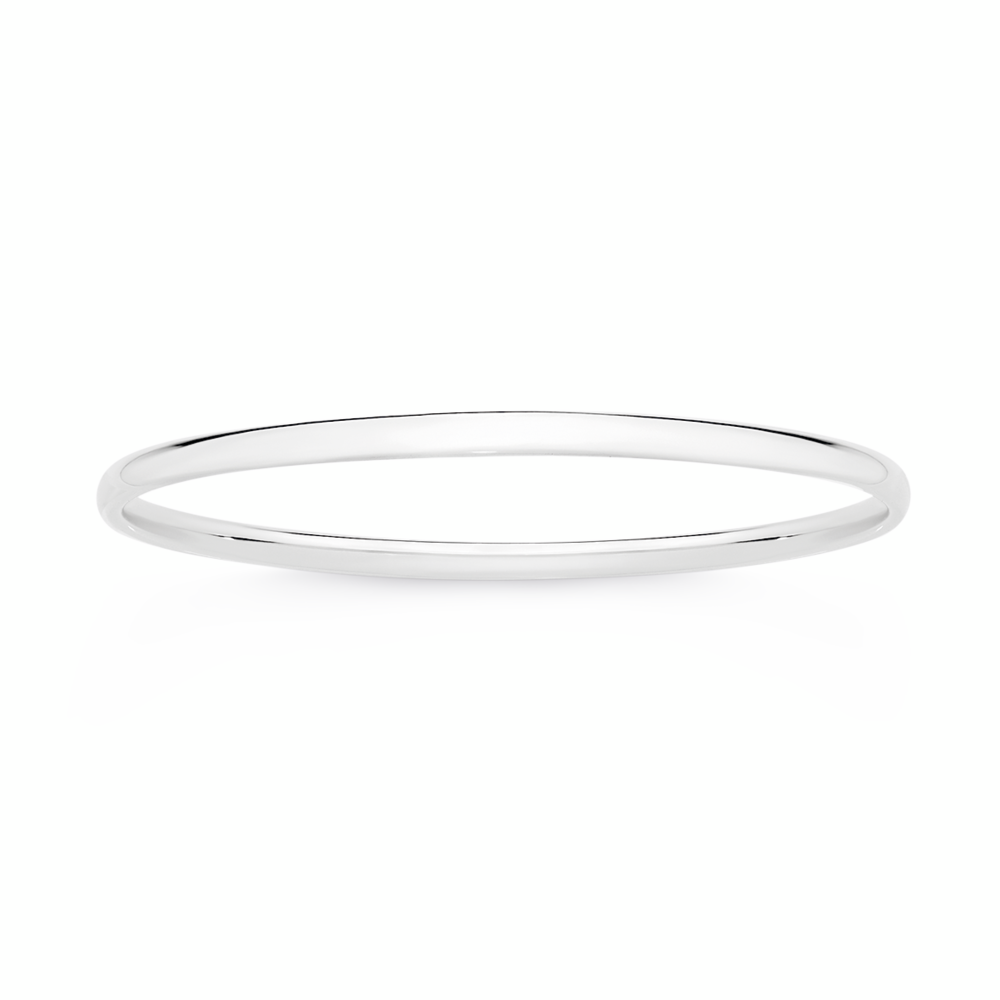Silver 3.5x60mm Solid Domed Bangle
