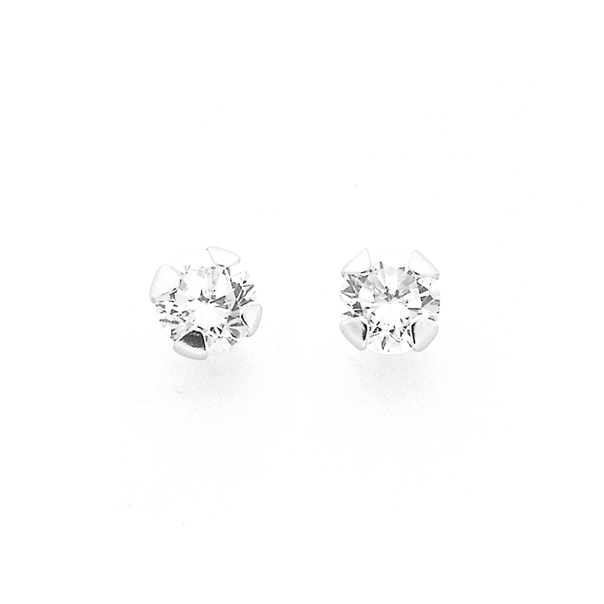 Silver 3mm Claw Cubic Zirconia Studs