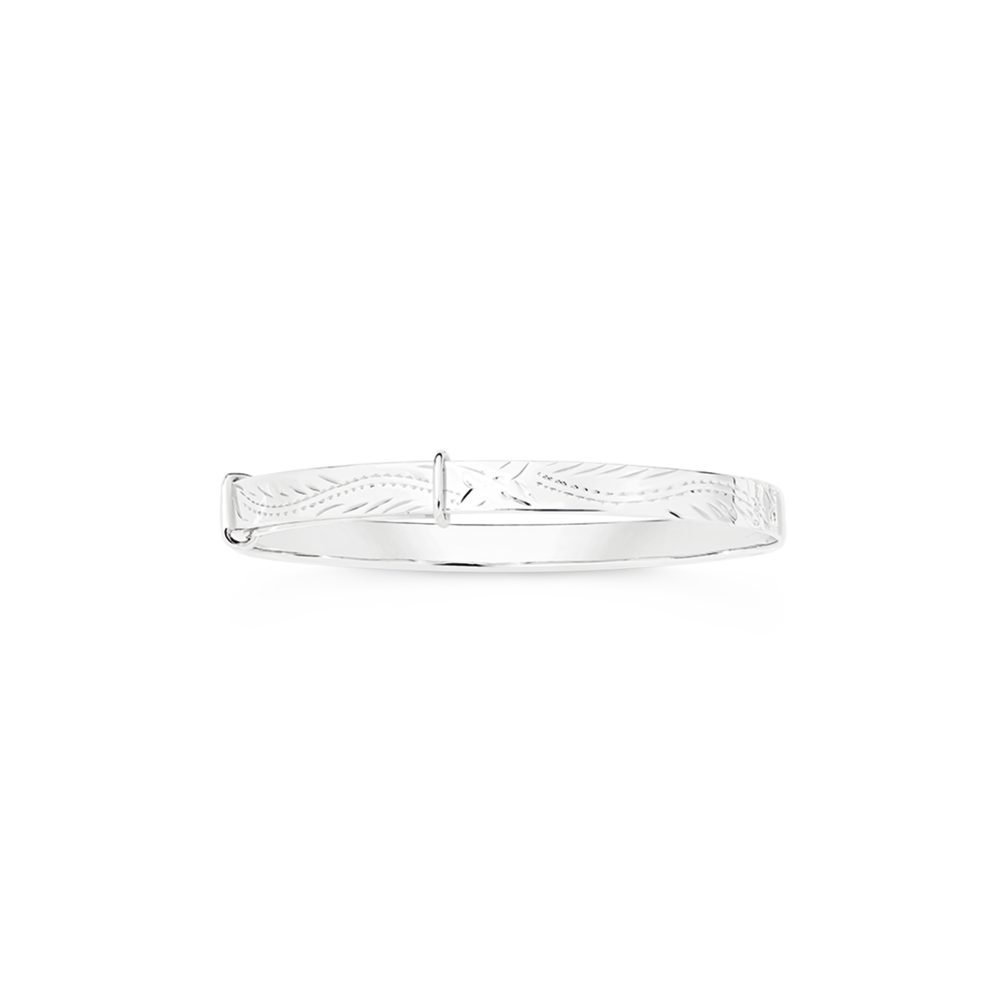 Silver 40mm Engraved Expander Bangle