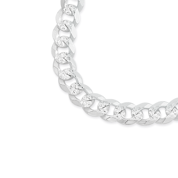 Silver 45cm Fancy Diamond Cut Curb Chain