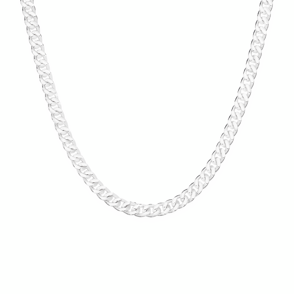 Silver 45cm Solid Curb Chain - Made In Italy