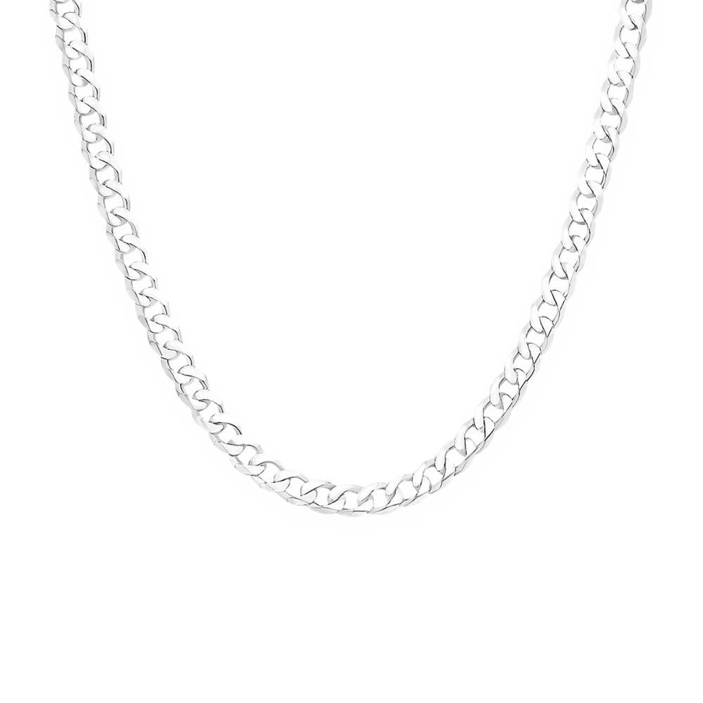 Silver 45cm Solid Curb Chain - Made In Italy