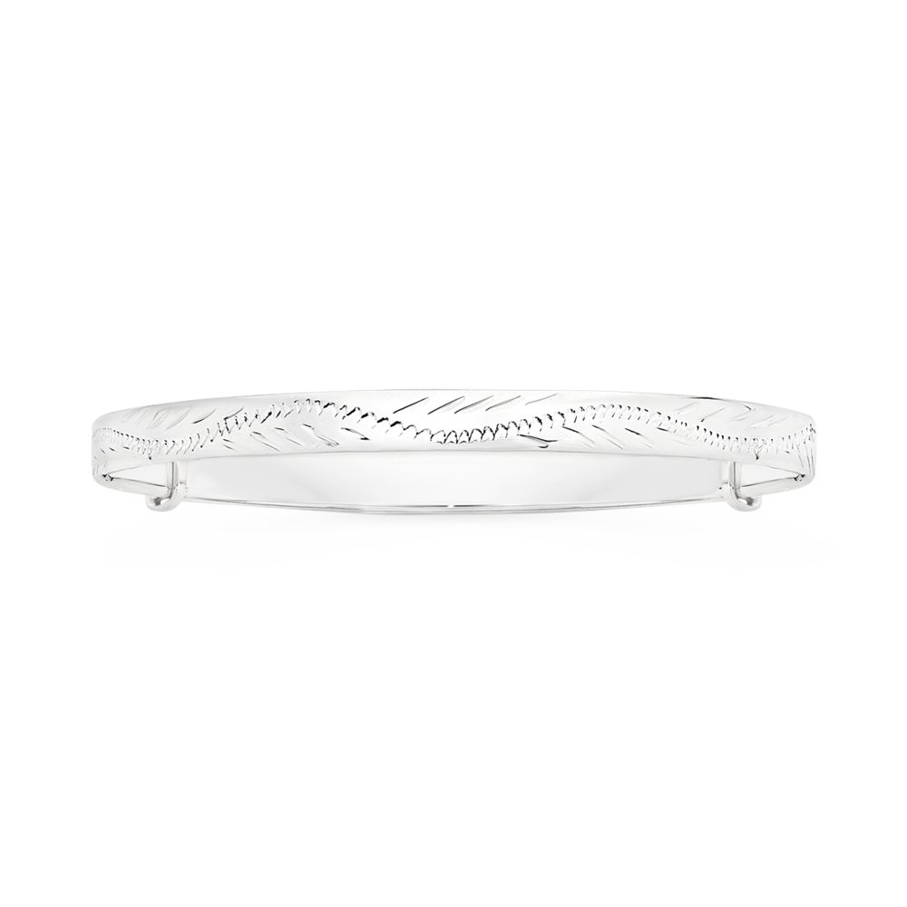 Silver 45mm Engraved Swirl Filigree Expandable Children's Bangle