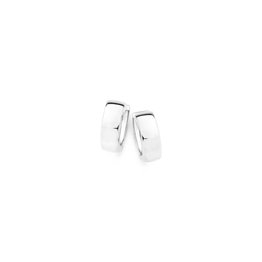 SILVER 4.8X13MM ROUND-EDGE HUGGIE EARRINGS