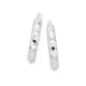 Silver 4x15mm Dia Cut Sparkle Hoop Earrings