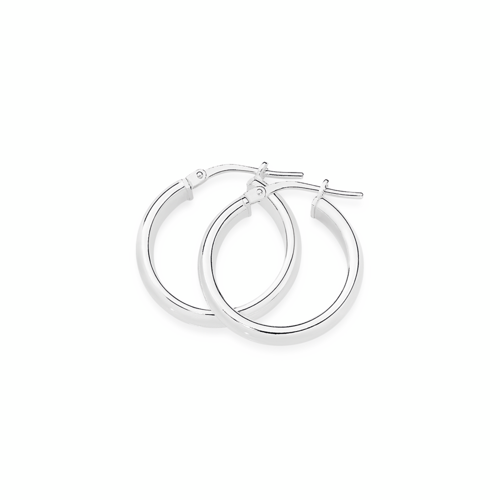 Silver 4x2x19mm Half-Round Tube Hoop Earrings