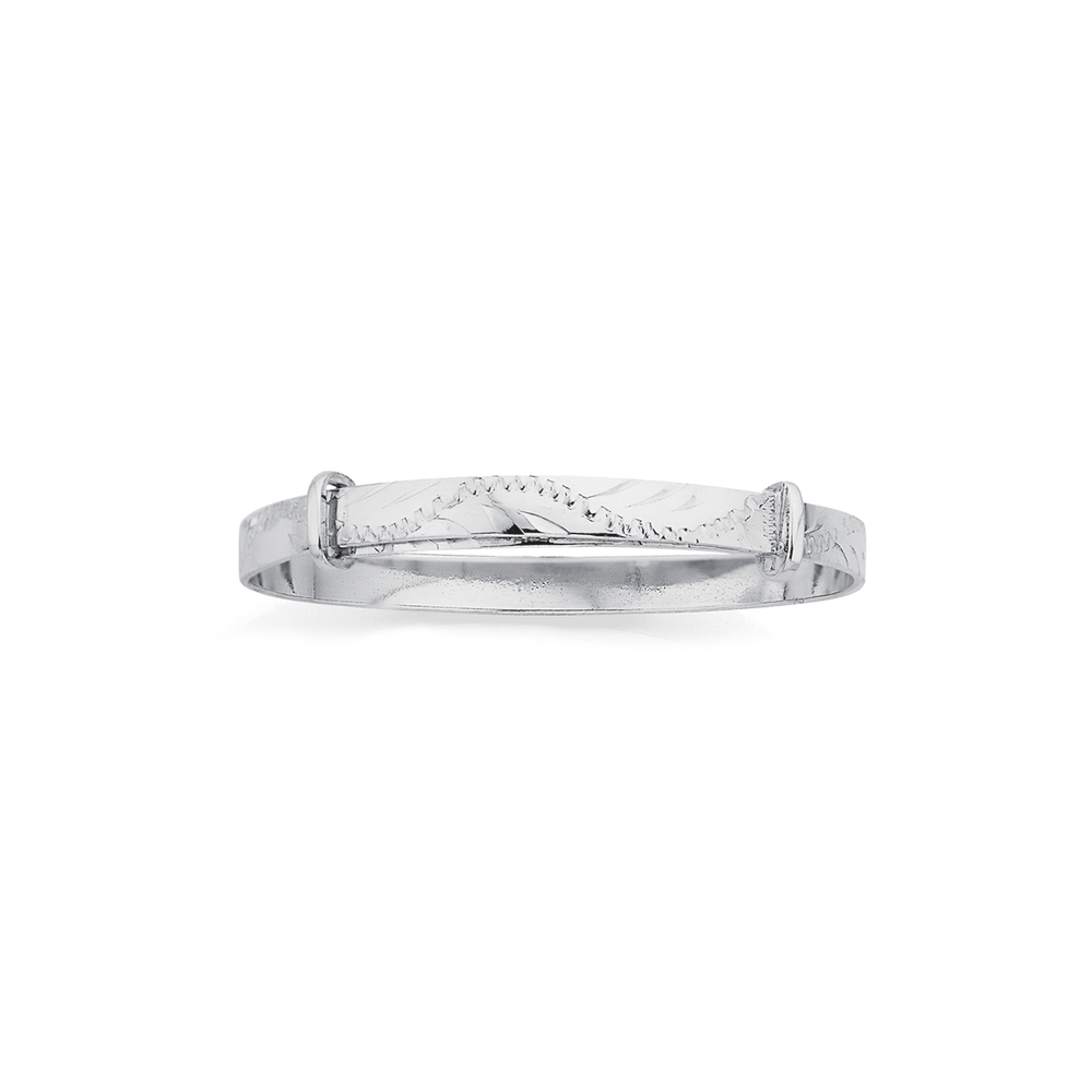 Silver 4x45mm Engraved Child Expander Bangle Prouds