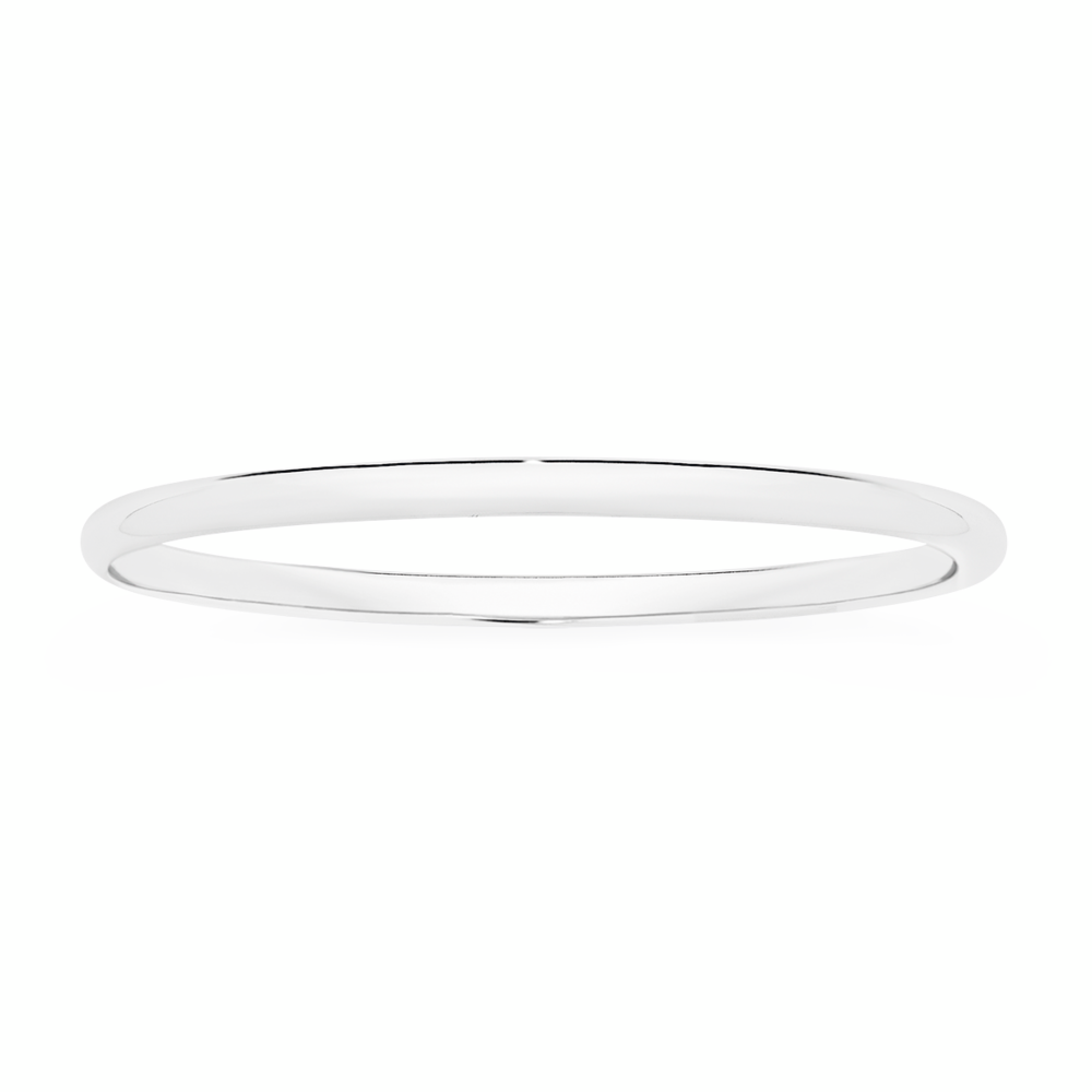 Silver 4x60mm Domed Bangle - Made In Italy